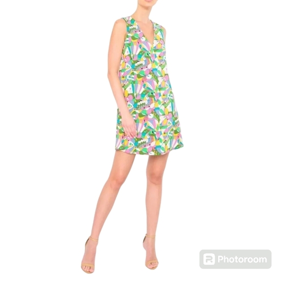 Flora Bea Nyc Livie Butterfly Colorful Stretchy Mini Sleeveless Dress Size L - Picture 1 of 12